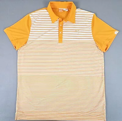 Puma Performance Golf Polo Mens XXL Orange Striped Short Sleeve Stretch • $11.95