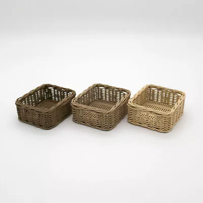 1:12 Scale Miniature Tricolor Dollhouse Storage Basket Mini Simulation Accessory • $6.62