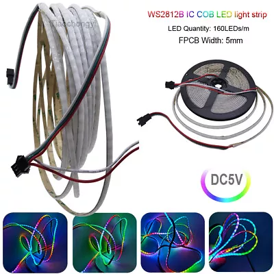 5V WS2812 COB RGB LED Light Stirp 160LED/m Addressable Flexible High Density LED • $8.46