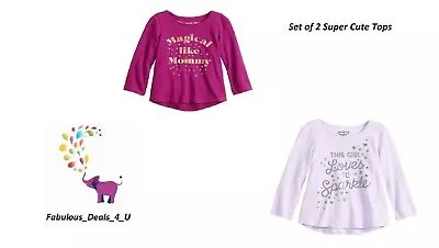 Baby Girls 24 Mo Set Of 2 Graphic Tees Sparkle Magical Like Mommy G14 NEW • $14.99