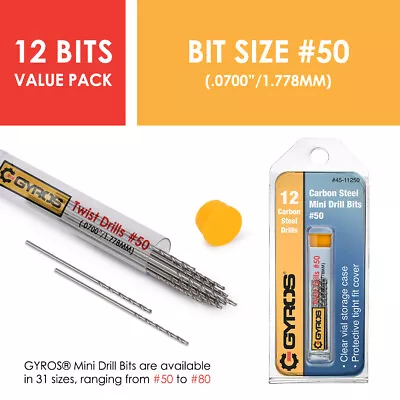 Gyros Carbon Steel Wire Gauge Mini Twist Drill Bits 12 Micro Carbon Steel Bits. • $9.99