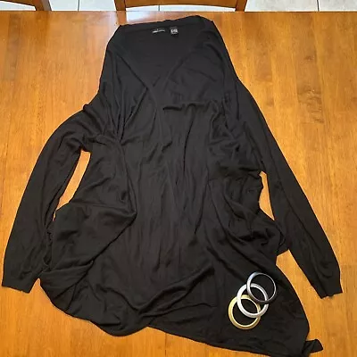 Moda International Black Cardigan With Style Rings  Size L • $15