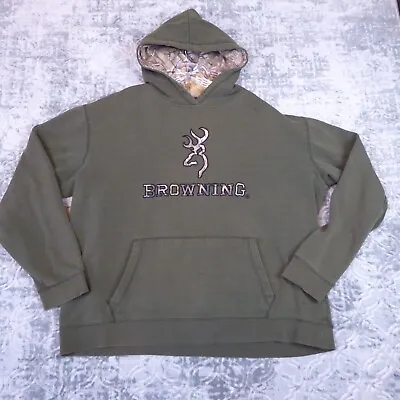 Vintage Browning Buckmark Hoodie Men XXL Sweatshirt Distressed  Hunting Thrashed • $25