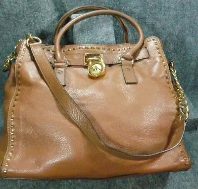 Michael Kors Bag Women Convertible Leather Hamilton Whipstitch Large Purse Soft • $74.95