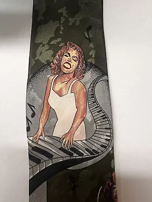 City 1 Mens Neck Tie Silk Jazz Lady Piano Music Green • $15