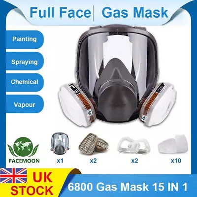 15in1 Gas Mask 6800 Respirator For Organic Vapor Chemical Sanding Dust Painting • £11.94