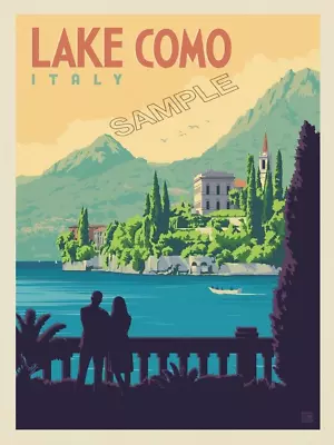 Vintage City Rome Lake Como Italy Classic Old Poster Image Wall Print Photo Art • £4.99