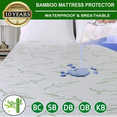 $27.99 • Buy Bamboo 100% Waterproof Mattress Cover King Queen Double Single Bed Protector