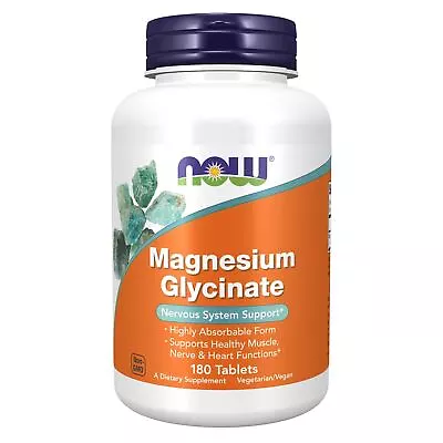NOW FOODS Magnesium Glycinate - 180 Tablets • $21.74