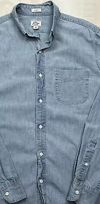 J Crew Shirt Men's Medium Slim Fit Blue Chambray Denim Long Sleeve NICE • $19.99