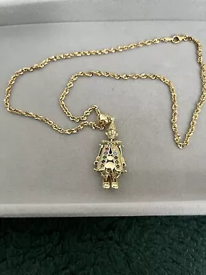 9ct Gold Articulated Clown Pendant And Necklace ￼ • £250