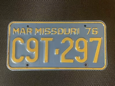 Missouri License Plate 1976 March C9t 297 • $24.99