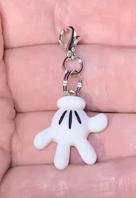 Mickey Mouse White Glove Charm Zipper Pull & Keychain Add On Clip!! • $3.85