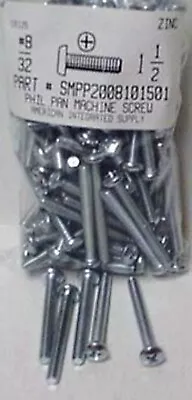 #8-32x1-1/2 Pan Head Phillips Machine Screws Steel Zinc Plated (50) • $10.75