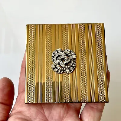 Vintage VOLUPTE Powder Compact Gold Tone & Rhinestone CASE  • $45