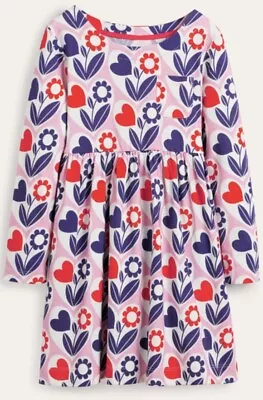 Mini Boden Long Sleeve Heart/flower Print Dress 2/3 Yr. • $12.99