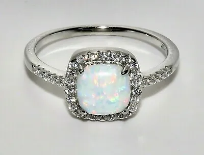 £14.95 • Buy Sterling Silver Fiery Opal Cluster Ring Sizes J To U - Real 925 Silver