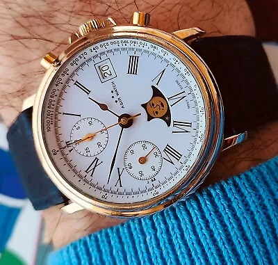 AGIR Watch Vintage Valjoux 7768 Moonphase Swiss Cal. Chronograph  Date 17 Jewels • $378