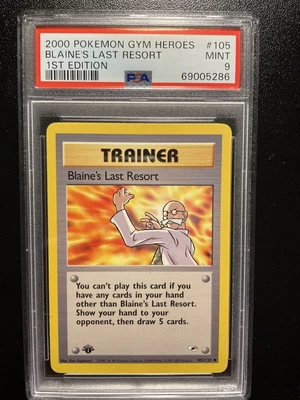 $15 • Buy Pokemon Gym Heroes #105 - Blaine's Last Resort - MINT - 1st Edition - PSA 9