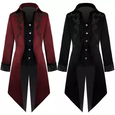 Men's Victorian Vintage Tuxedo Tail Coat Court Long Jacket Punk Uniform Overcoat • $34.80