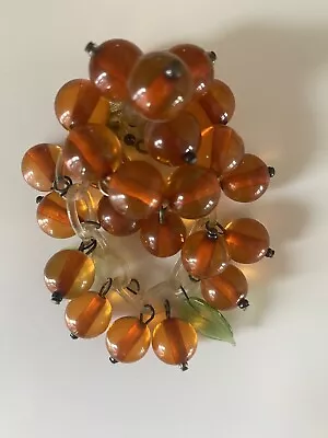 Bakelite Tested Pin With Dangle Ball Beads Tested Apple Juice Green Leaves • $39.95