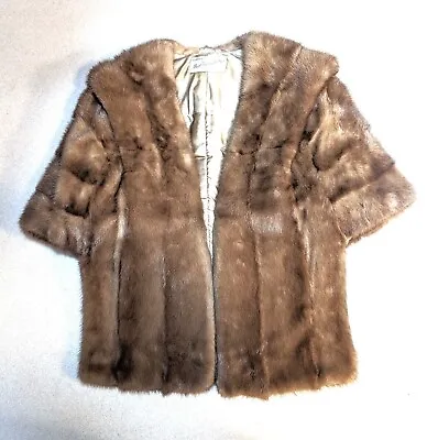 Women's Natural Brown Mink Stole Shawl Deep Collar Pockets Albert Gordan & Son • $34.95