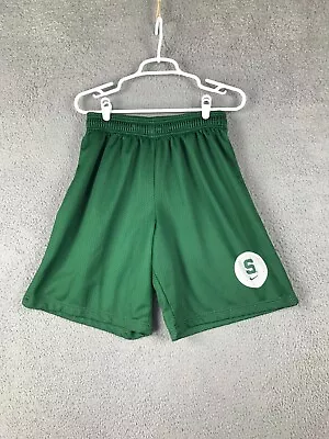 Nike Team Womens MSU Spartans Green Basketball Shorts Drawstring Elastic Waist L • $8.40