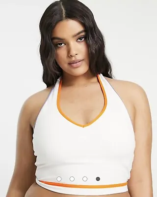 £0.99 • Buy BNWT Size 26 White Orange Padded Halter Neck Vest Top