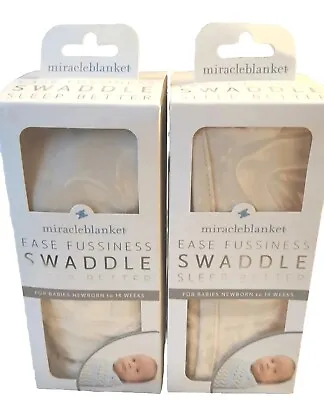 (2) Miracle Blanket Swaddle Wrap Sleep Newborn Infant Baby Unisex Cream White • $24.73