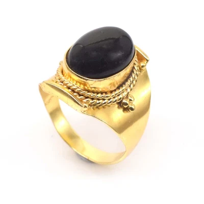 $10.49 • Buy Amazing Black Onyx Gemstone Handmade Gold Plated Jewelry Ring US 8.5 V955