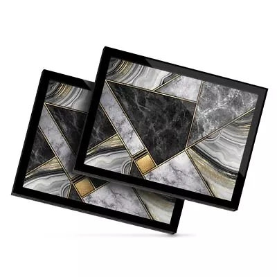 £29.99 • Buy 2 X Glass Placemats 20x25 Cm - Marble Granite Agate Effect Collage  #21844