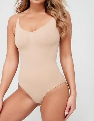 EX M S LADIES LIGHT CONTROL SECRET SLIMMING SIDE SEAMLESS BODY Sz 8-14 Almond • £9.99