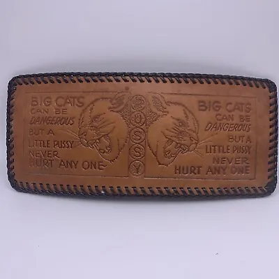 Wallet Bifold Hand Tooled Genuine Leather New Old Stock USA Made Big Cats Light • $49.96