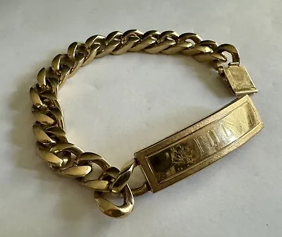 Vintage Speidel Gold Electroplated Men ID Bracelet Engraved “BILL” Thick • $14.99