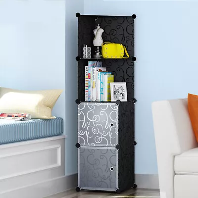 4/5-Tier Corner Bookshelf Storage Cabinet Bookcase Rack Organizer White Black • $31.99