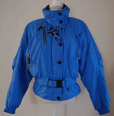$49.50 • Buy Vintage 90's Obermeyer Ski Jacket Coat Y2K Blue Black Cheetah Womens Sz 10 Snow
