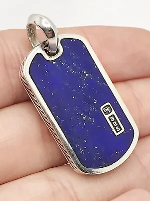 David Yurman 925 SS Blue Lapis Streamline Dog Tag • $590