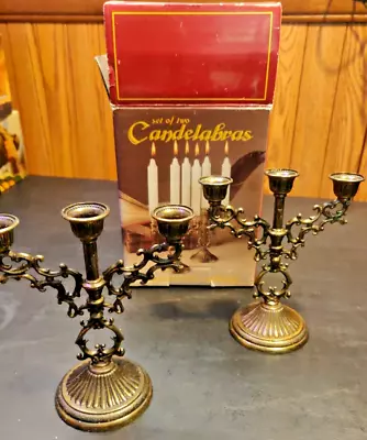 VTG Pair (2) Of Miniature Metal Italian Candelabra Candlestick Holders 5” • $34.69