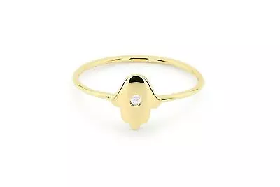 Hamsa Minimalist Engagement Ring 1.1ct Round Lab-Created Moissanite Gold Plated • £107.99