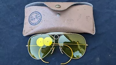 Vintage Ray Ban Bausch & Lomb Yellow Lens Aviator Shooting Glasses In Case USA • $179.99