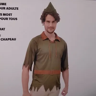 NEW Robin Hood Adult Costume OS Green Shirt Hat Alter Ego Halloween Renaissance • $25.46