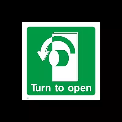 £0.99 • Buy Turn To Open Left Sticker 75x75mm, Fire Exit, Emergency (EE40)
