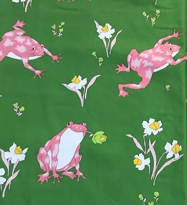 NEW Vintage Schumacher Froggy Palm Beach Style Pink & Green Fabric • $49