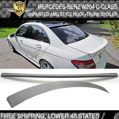 08-14 Benz W204 C-Class 4Dr AMG Style Roof + Trunk Spoiler Unpainted ABS • $168.99