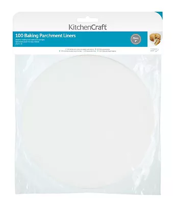 KitchenCraft Round 23cm Siliconised Baking Parchment Papers Pack Of 100 • £8.99