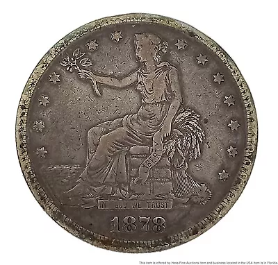 1878-S American Silver Trade Dollar US Coin Piece 900 Fine William Barber  • $32