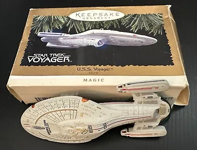 Star Trek USS Voyager Ship Hallmark Keepsake Ornament 1996 RARE Voice & Light • $30