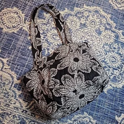 Vera Bradley Blanco Bouquet Pattern Shoulder Satchel Retired Purse Handbag • $17.88