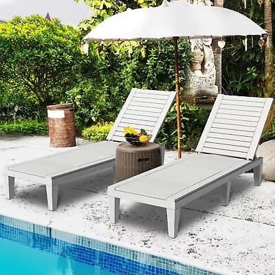 Adjustable Chaise Lounge Chair Outdoor Patio Sun Recliner Beach Pool 1pc White • $71.42