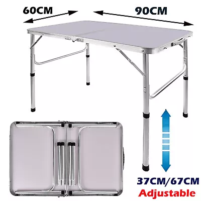 Folding Table Step Up Stool Camping Outdoor Indoor Picnic Party BBQ 90*60*67cm • £21